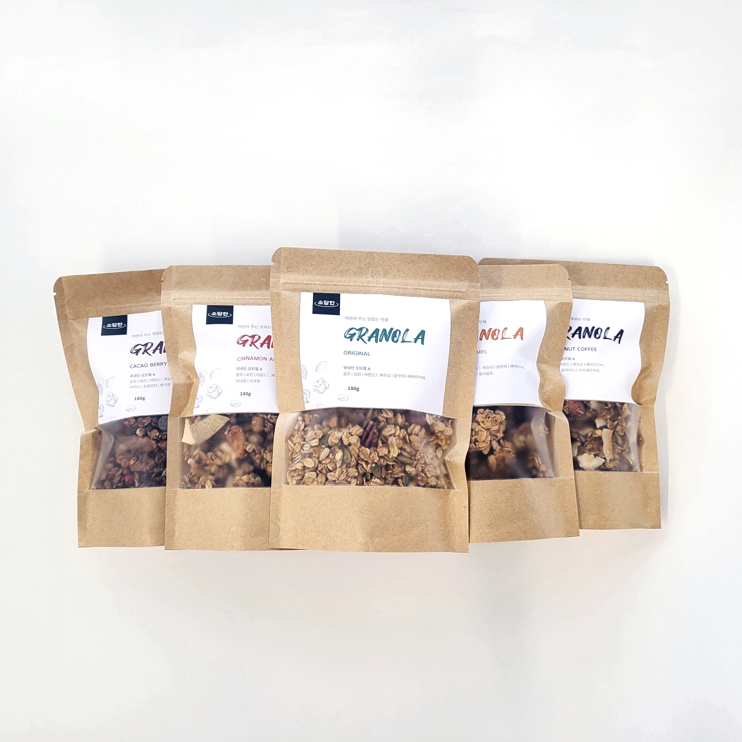 [소담한] 국내산 유기농 오트밀로 만든 수제 그래놀라 180g 6종