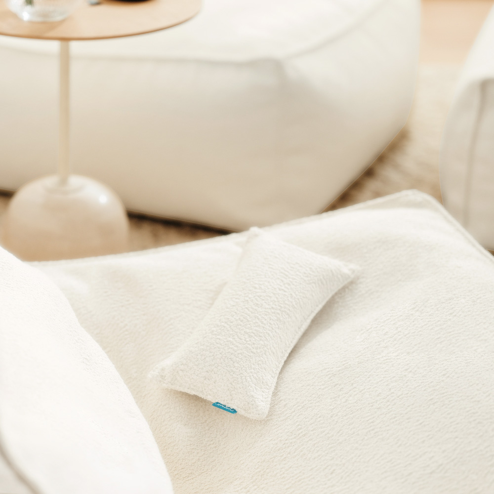 폴리몰리 607B 부클레 1인용 대형 빈백 소파 쿠션, 아이보리 (메시속커버,선택안함)