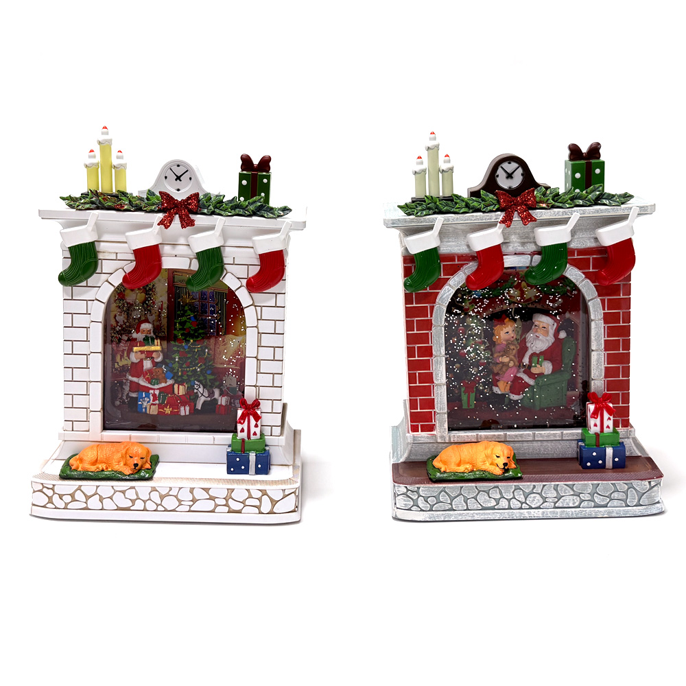 크리스마스 오르골 선물 워터볼 LED 스노우볼 무드등 장식 벽난로레드