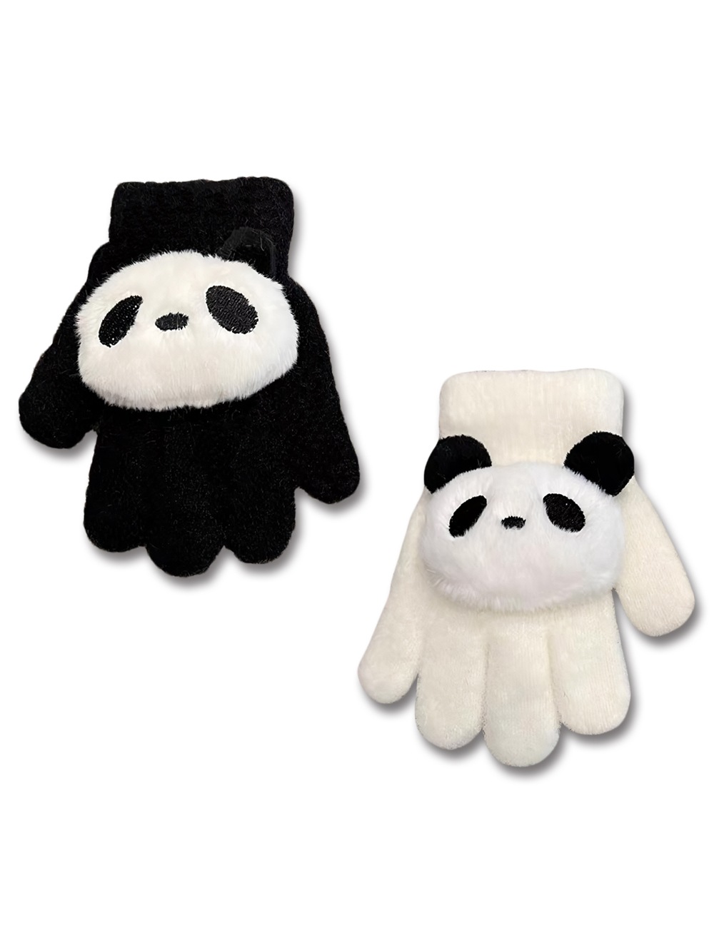 유아 아동 키즈 여아 남아 초등 학생 어린이 토들러 겨울 방한 털 손가락 니트 팬더 장갑 - 상품 이미지