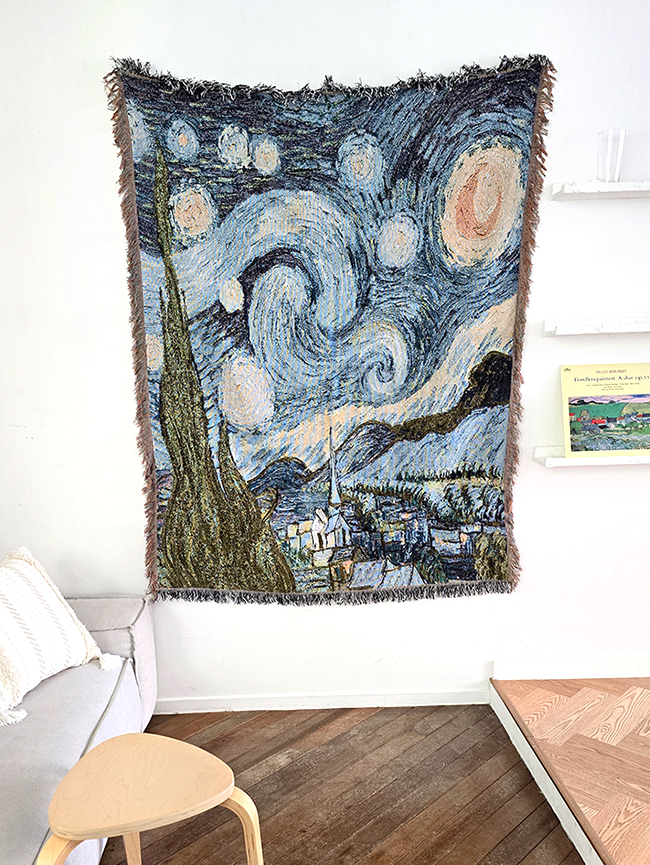 블랑쉬 반고흐 별이 빛나는 밤에 빈티지 블랭킷