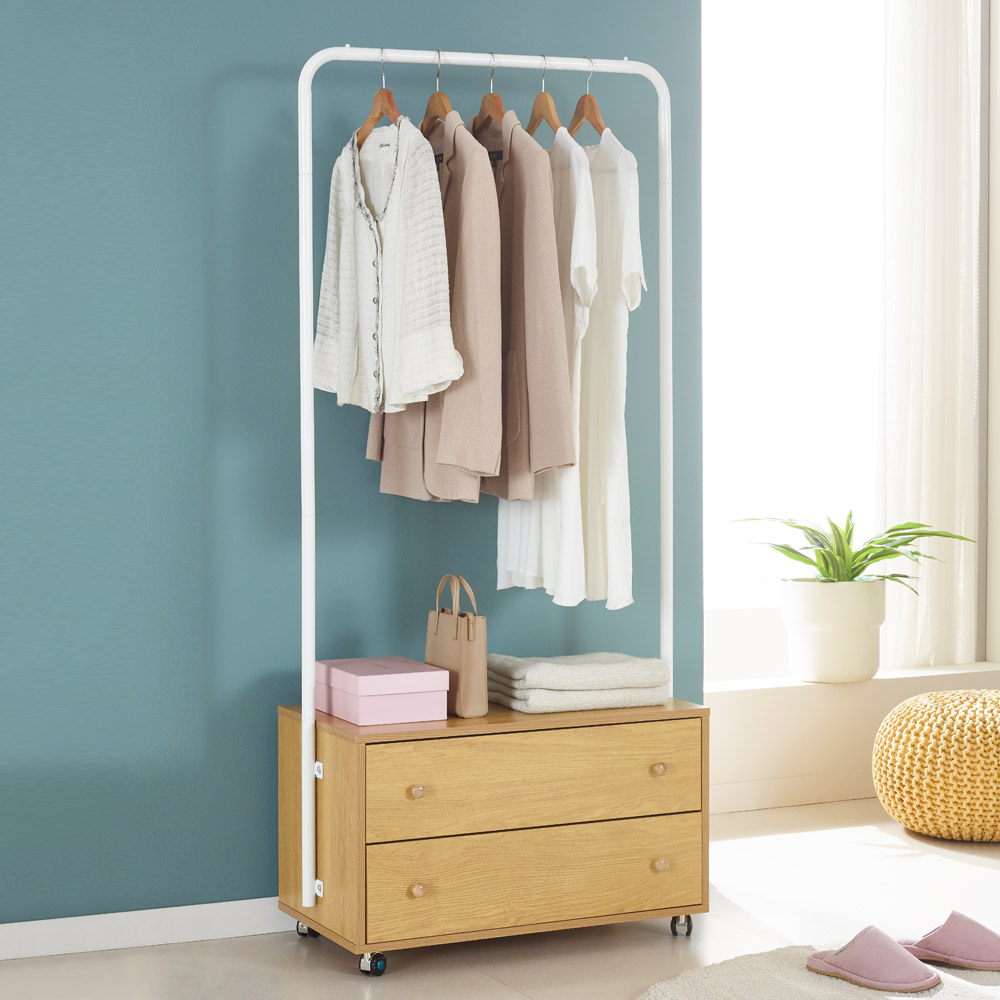 철제 수납장 선반 서랍 행거 스탠드 옷걸이 옷장 수납 800