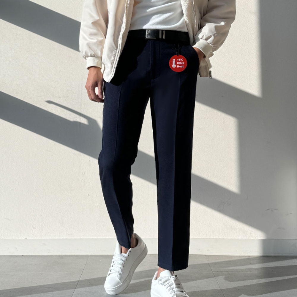 남자 프루 겨울 기모 9부&10부 일자 슬림 슬랙스 바지 제품 이미지