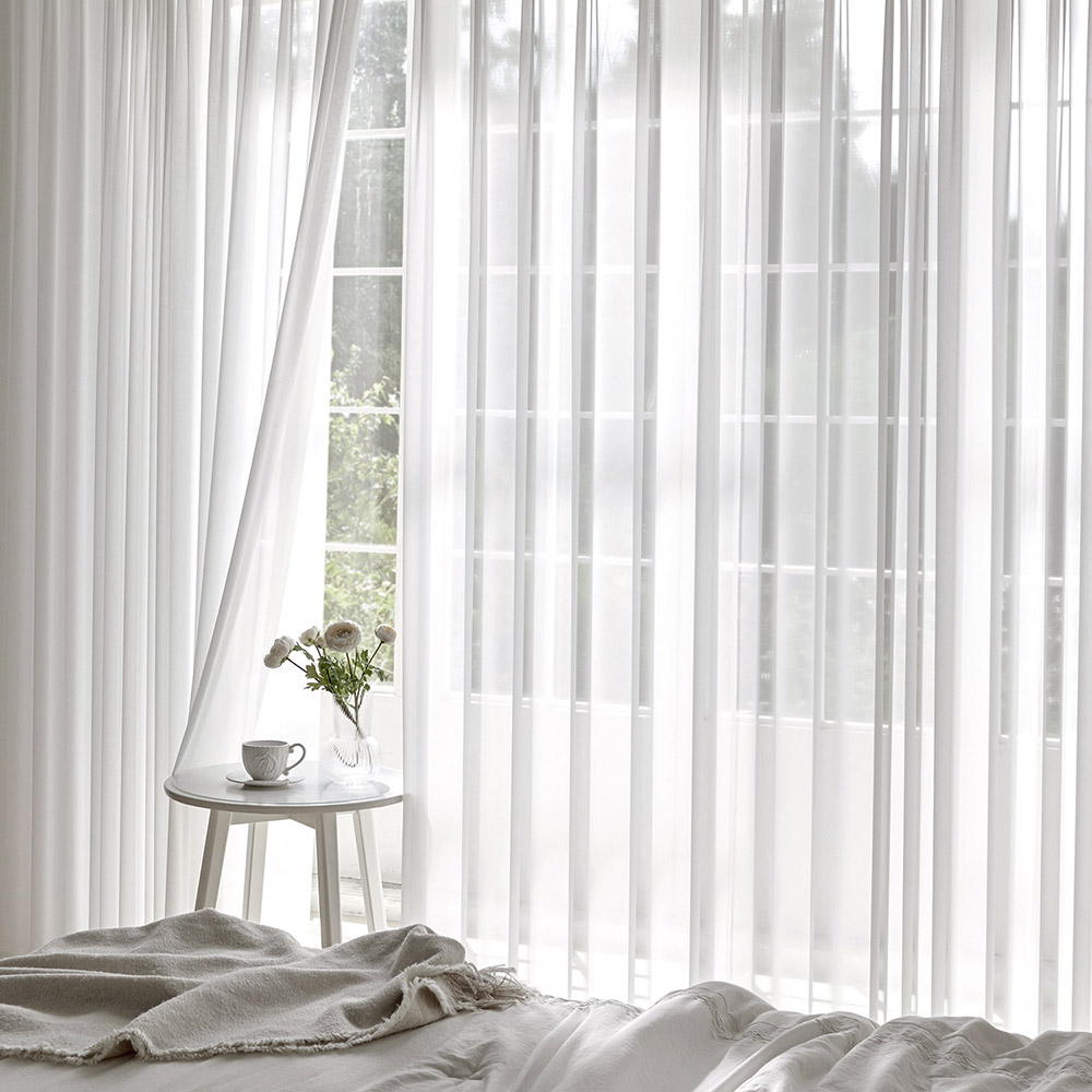 스탠다드 나비주름 쉬폰커튼 화이트 거실 안방 차르르 가리개 카페커튼 맞춤제작 70X165