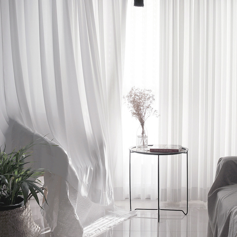 스탠다드 나비주름 쉬폰커튼 화이트 거실 안방 차르르 가리개 카페커튼 맞춤제작 70X165