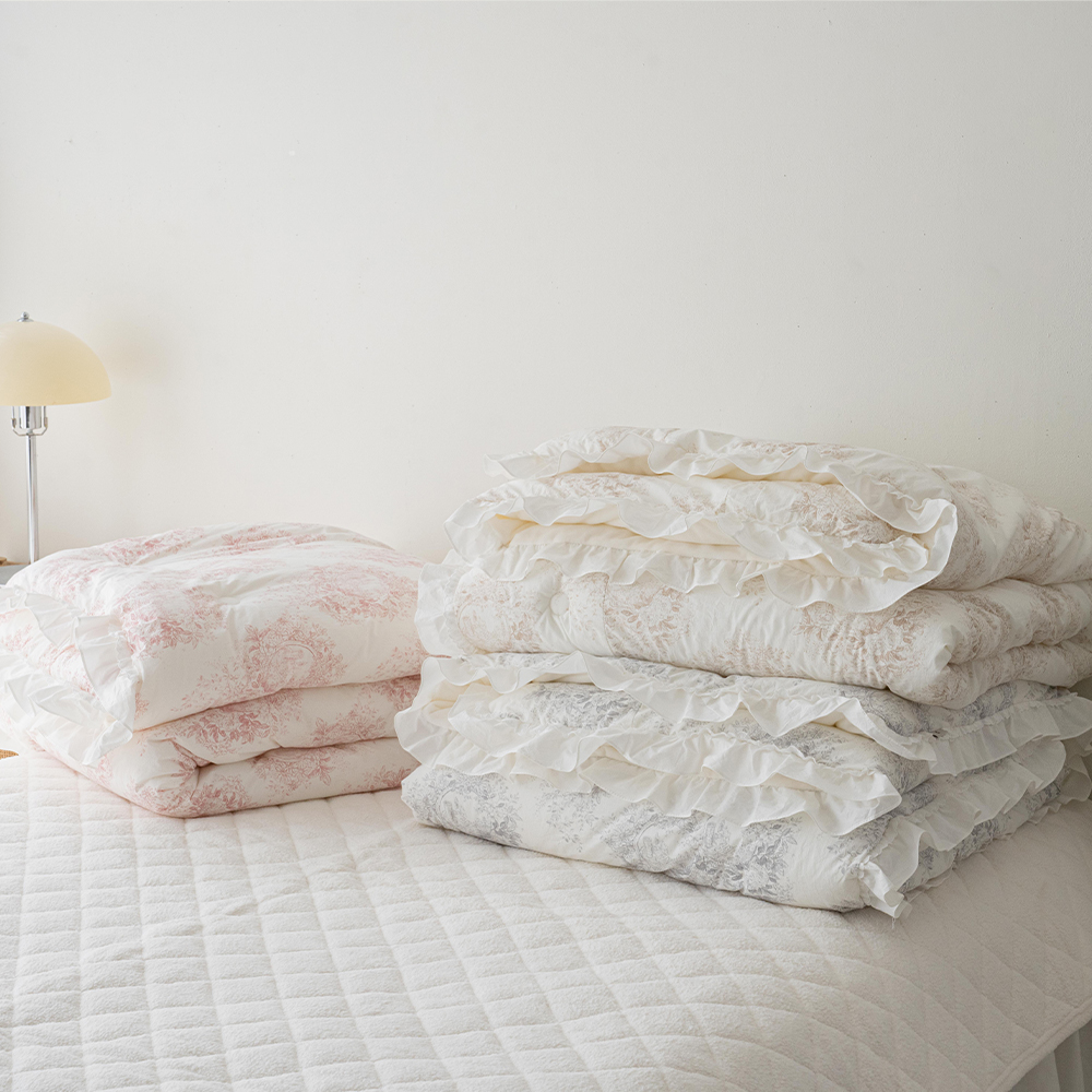 송화침장 플라워패턴 순면 고밀도 안감 극세사 겨울 차렵이불 SS