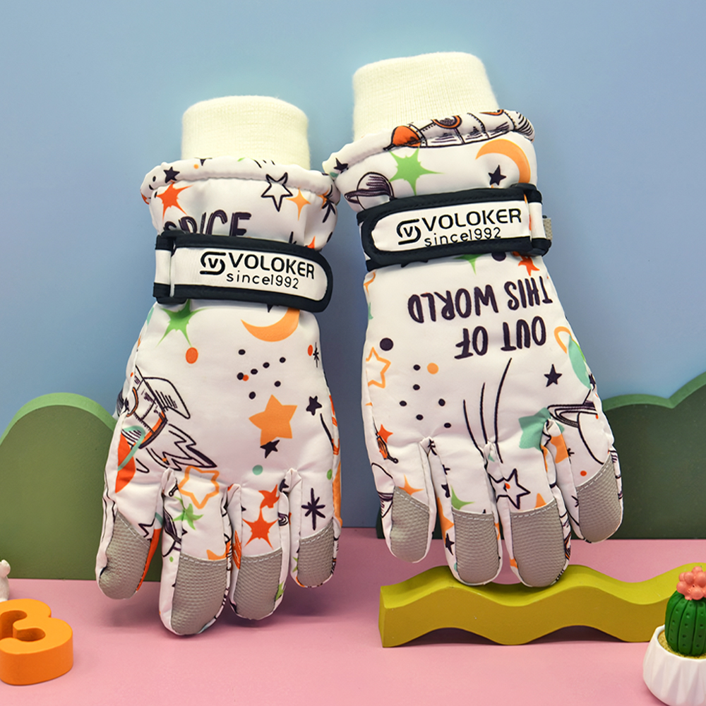 키즈 아동 유아 어린이 초등 학생 여아 남아 주니어 겨울 털 방한 패딩 손가락 스키 장갑 - 상세 이미지 5