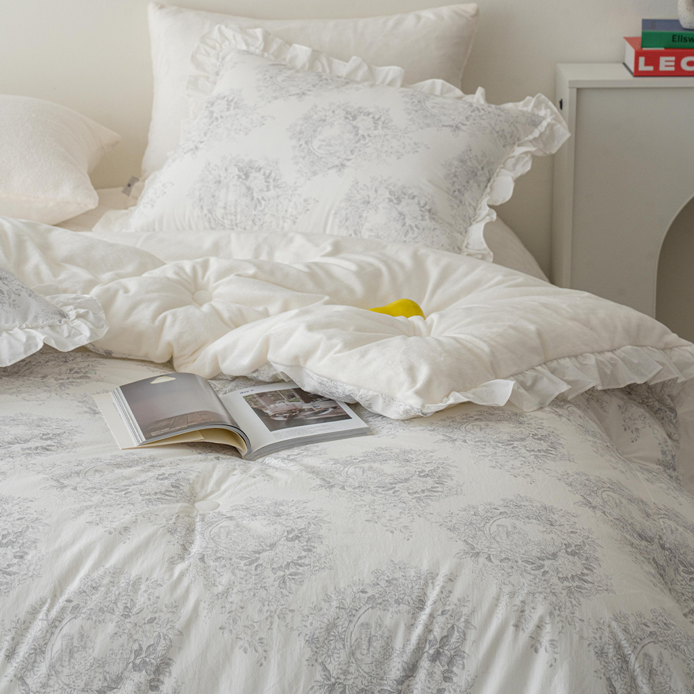 송화침장 플라워패턴 순면 고밀도 안감 극세사 겨울 차렵이불 SS