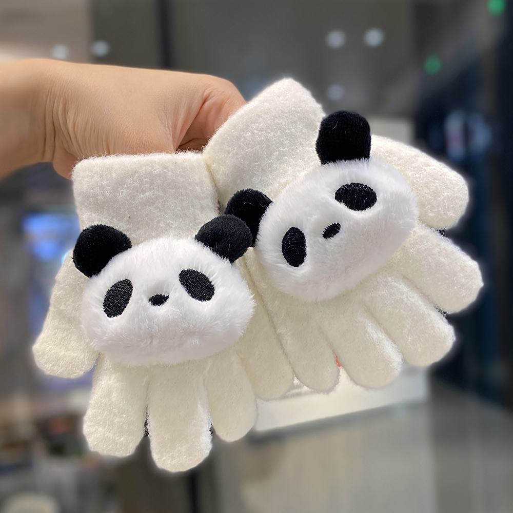 유아 아동 키즈 여아 남아 초등 학생 어린이 토들러 겨울 방한 털 손가락 니트 팬더 장갑 - 상세 이미지 5