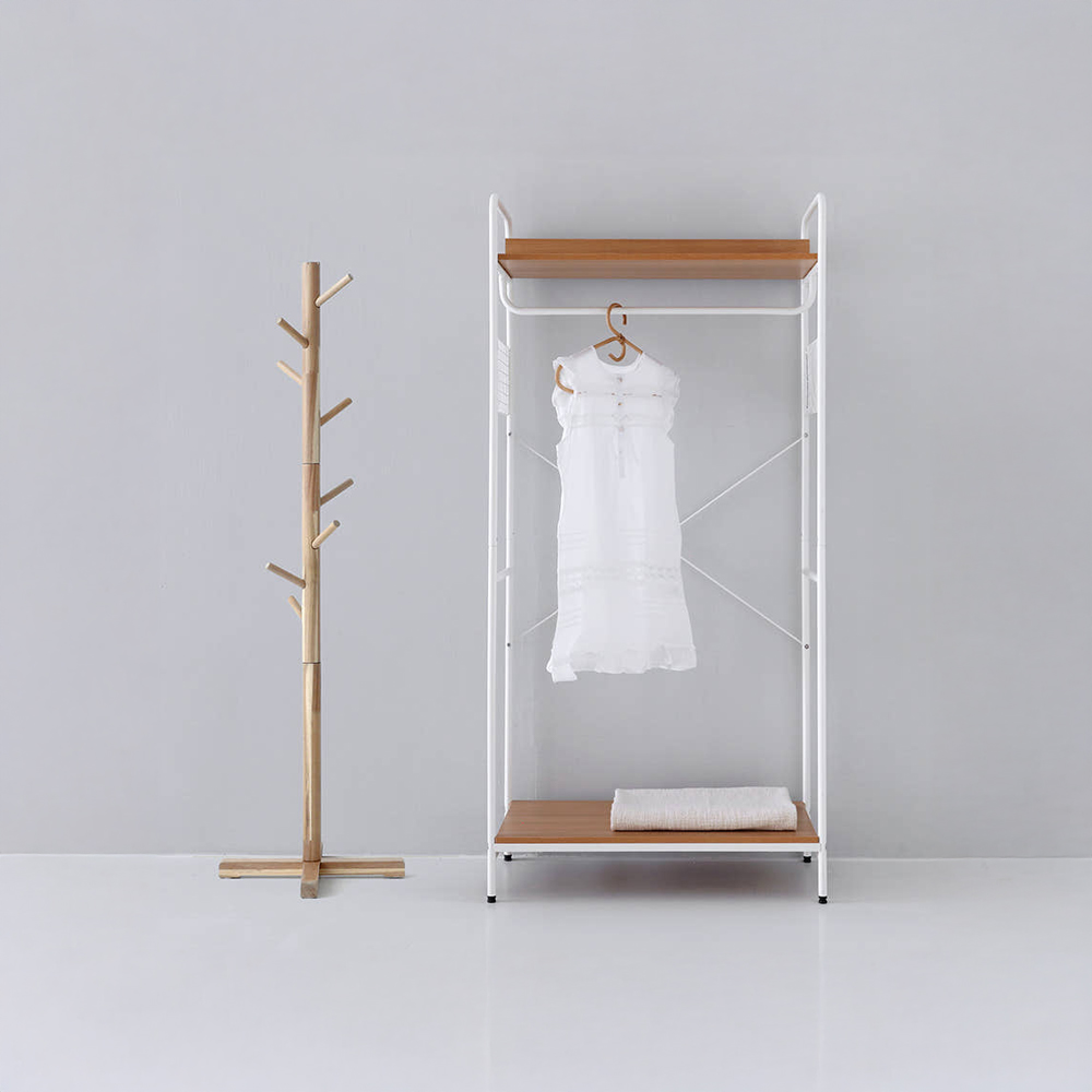 SOPHIE 2단 선반행거 + TANG 원목스탠드행거 154 아카시아 세트