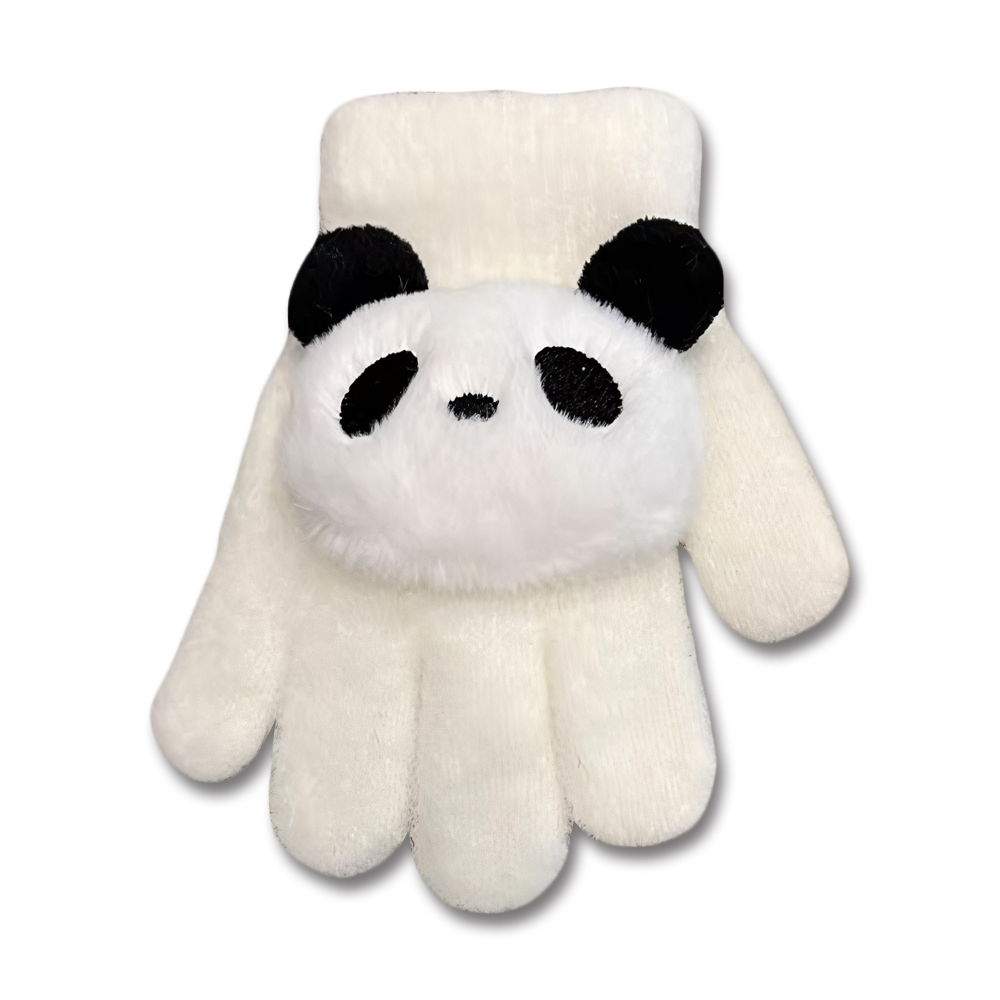 유아 아동 키즈 여아 남아 초등 학생 어린이 토들러 겨울 방한 털 손가락 니트 팬더 장갑 - 상세 이미지 3
