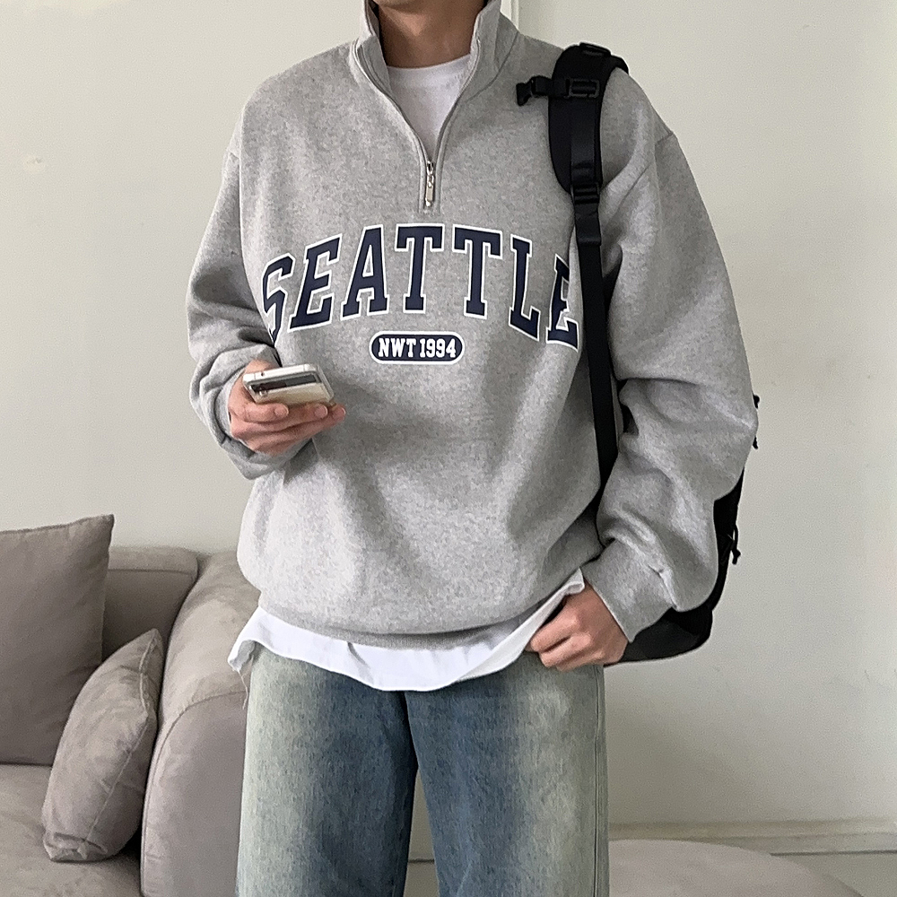 남자맨투맨 기모 아노락 반집업 맨투맨 남성긴팔티