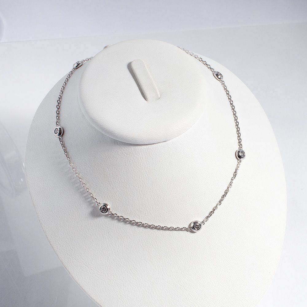 천연 다이아 베젤 목걸이 2.8미리 새틴 여자 친구 생일 결혼 기념일 선물 아내 초커