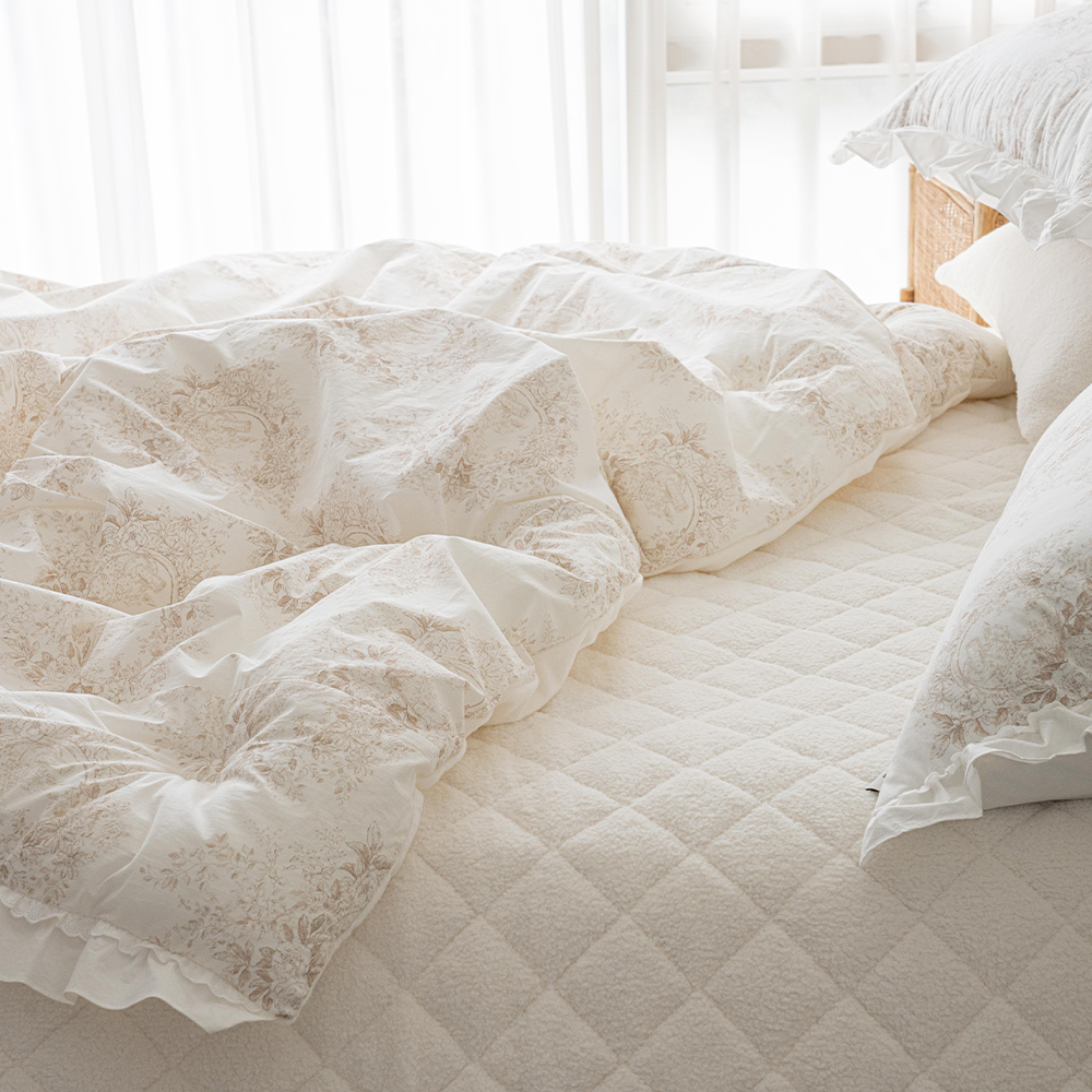 송화침장 플라워패턴 순면 고밀도 안감 극세사 겨울 차렵이불 SS