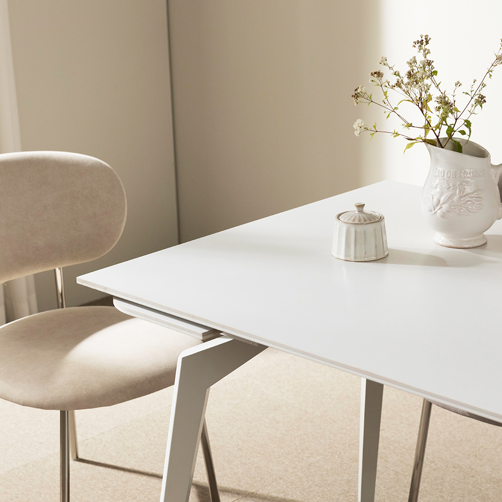 [익스텐션 테이블] 미코하임 리뉴얼 미라클 확장형 포세린 세라믹 식탁 테이블 4인 6인 8인 1400mm, 밀크화이트