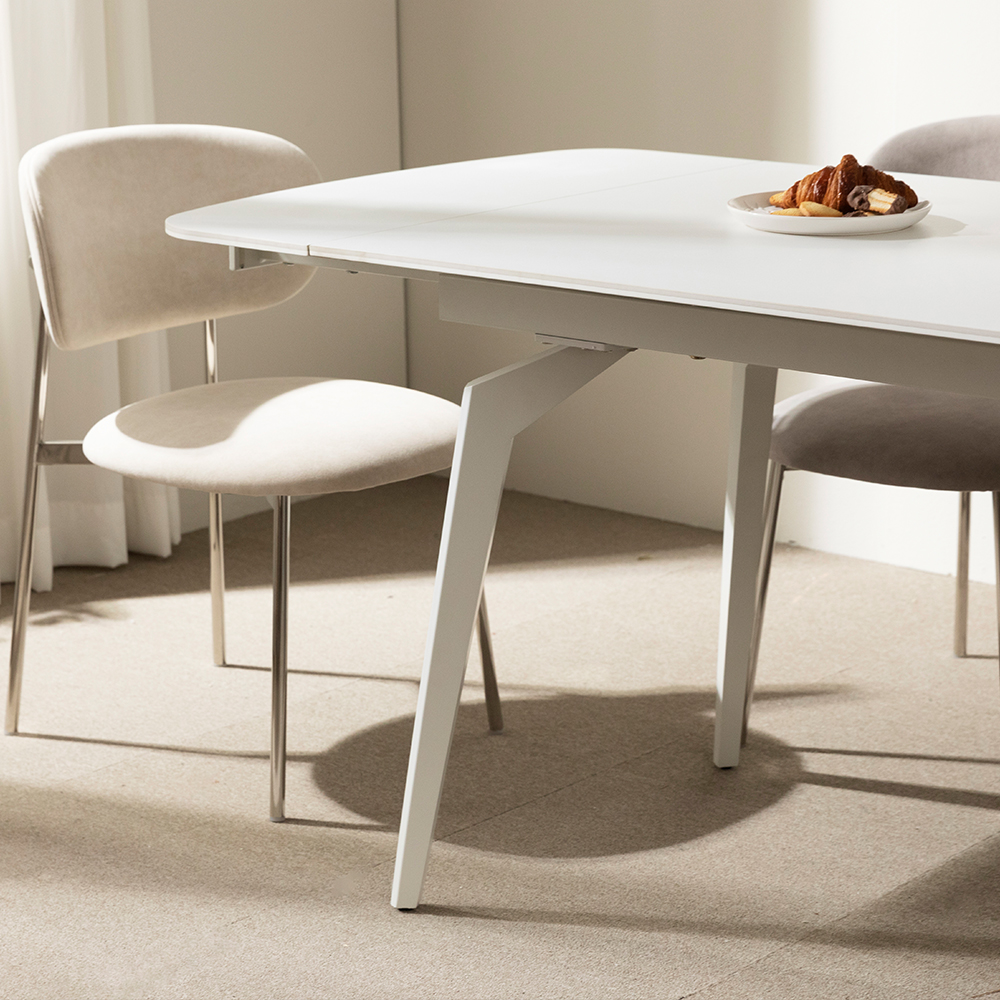 [익스텐션 테이블] 미코하임 리뉴얼 미라클 확장형 포세린 세라믹 식탁 테이블 4인 6인 8인 1400mm, 밀크화이트