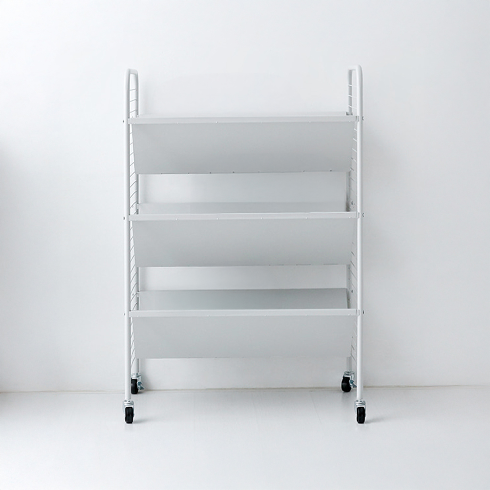 RATNER 책꽂이 트롤리 75x45x110, 3단, 라이트그레이 1918.5928