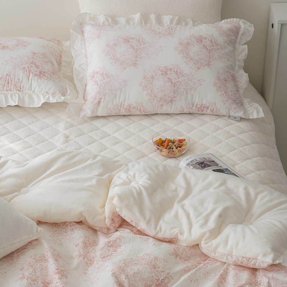 송화침장 플라워패턴 순면 고밀도 안감 극세사 겨울 차렵이불 SS