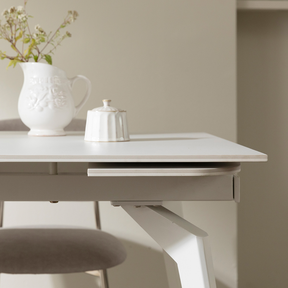 [익스텐션 테이블] 미코하임 리뉴얼 미라클 확장형 포세린 세라믹 식탁 테이블 4인 6인 8인 1400mm, 밀크화이트