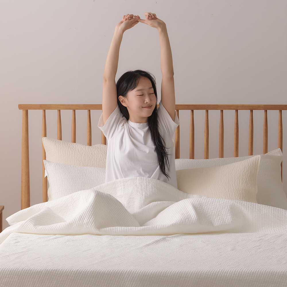 루트포레스트 순면 이불패드 피그먼트 퀸 매트리스패드 60수 아사면 침대패드 Q