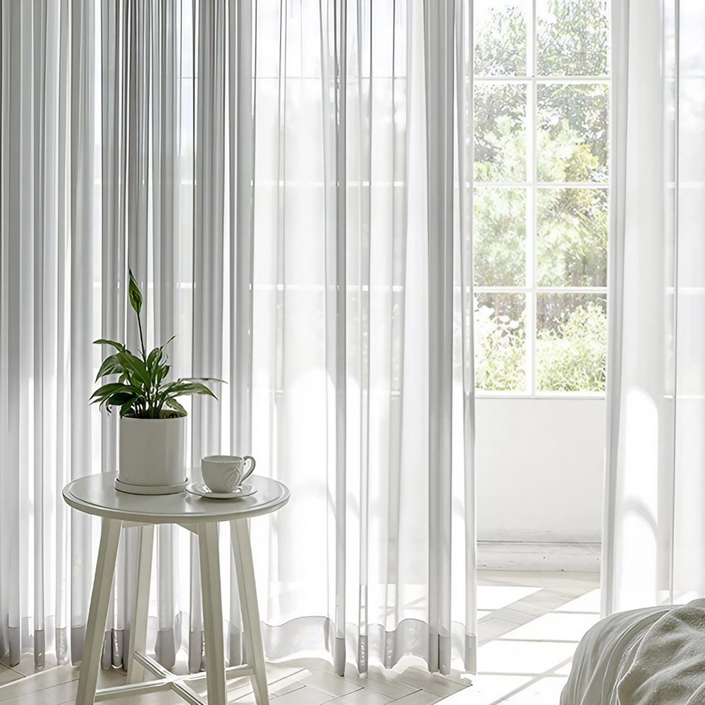 스탠다드 나비주름 쉬폰커튼 화이트 거실 안방 차르르 가리개 카페커튼 맞춤제작 70X165