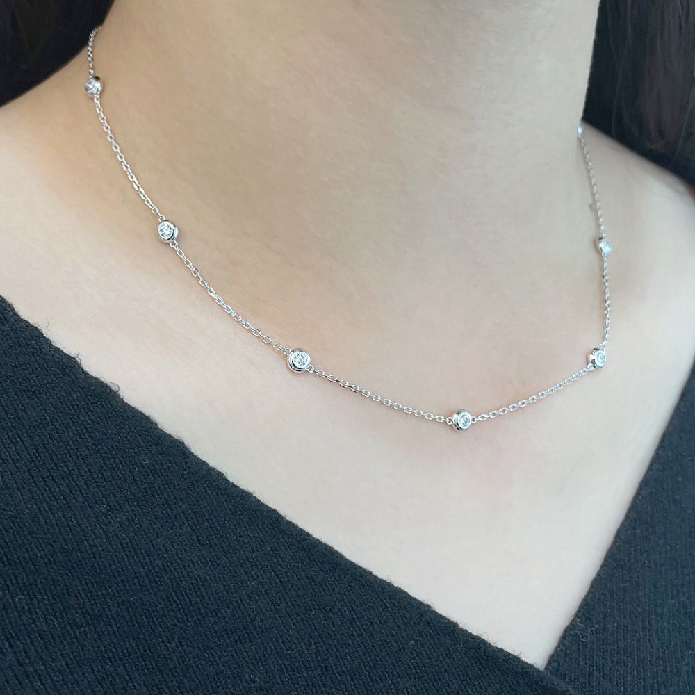 랩 다이아 베젤 목걸이 2.8미리 새틴 레이어드 기념일 여자 친구 생일 선물 - 상세 이미지 3