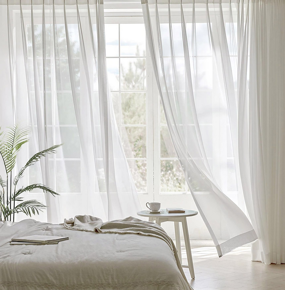 스탠다드 나비주름 쉬폰커튼 화이트 거실 안방 차르르 가리개 카페커튼 맞춤제작 70X165