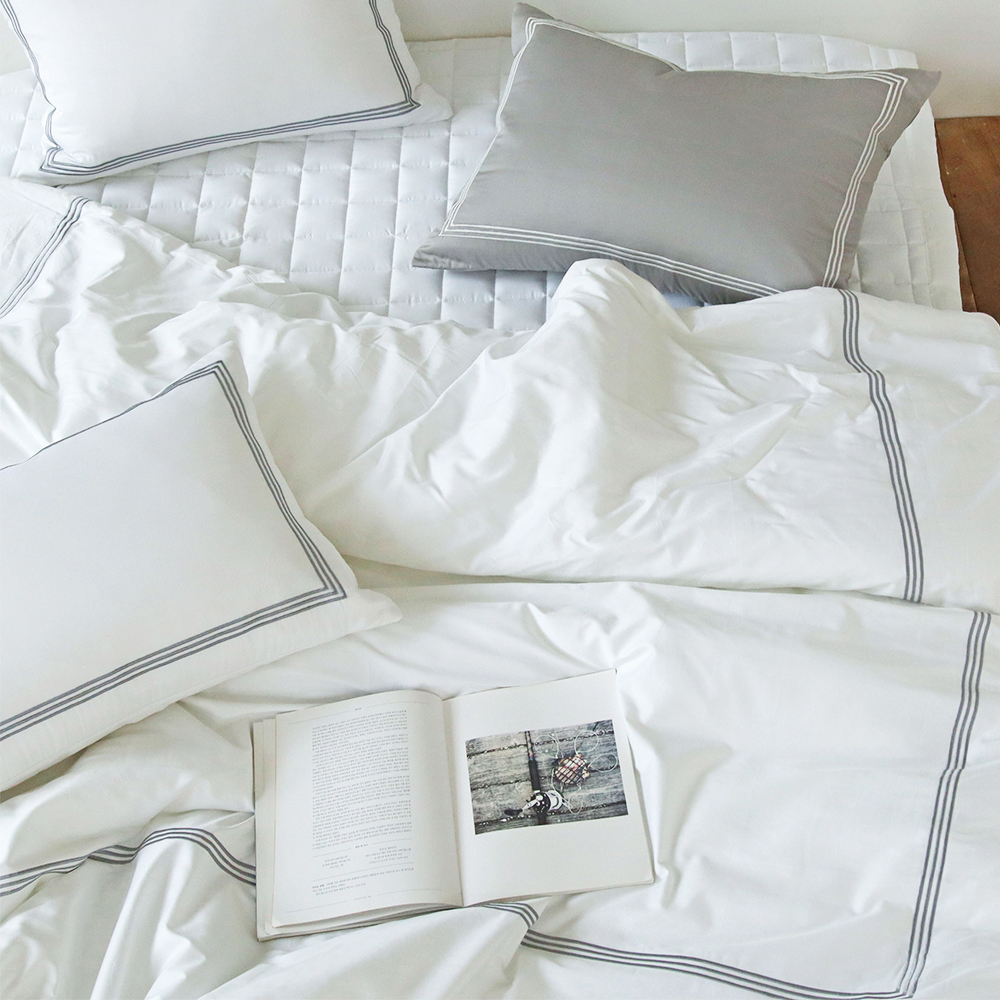 시몬 호텔침구 고밀도 60수 새틴 순면 미끄럼방지 고정밴드 국산 사계절 침대패드 Q