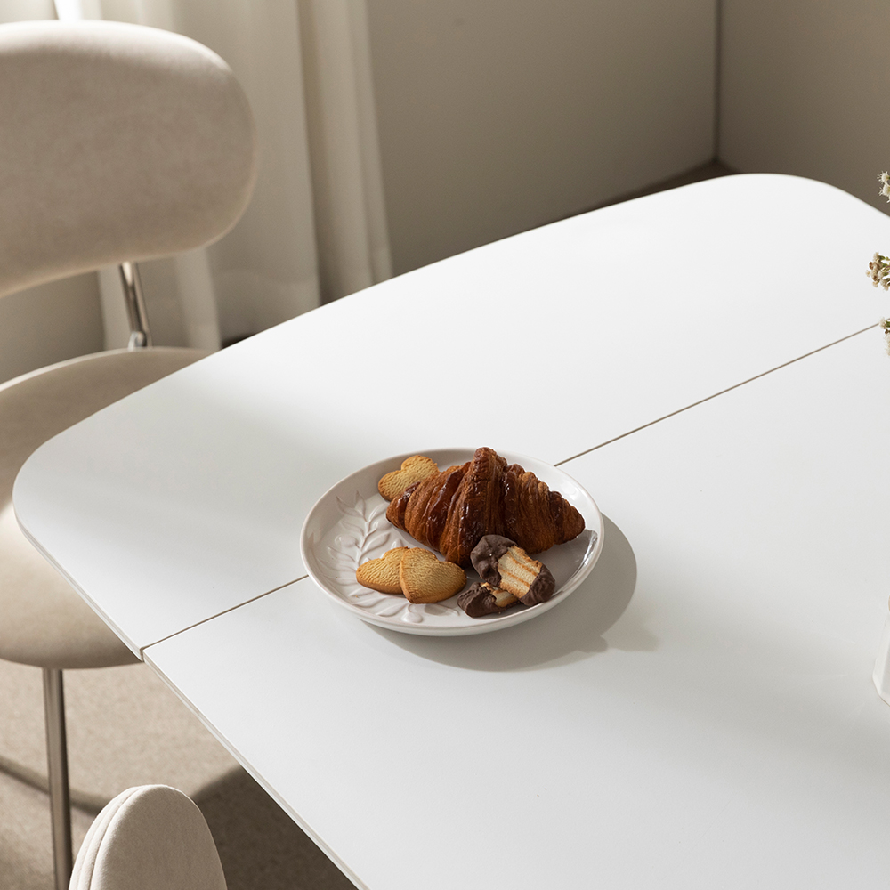 [익스텐션 테이블] 미코하임 리뉴얼 미라클 확장형 포세린 세라믹 식탁 테이블 4인 6인 8인 1400mm, 밀크화이트