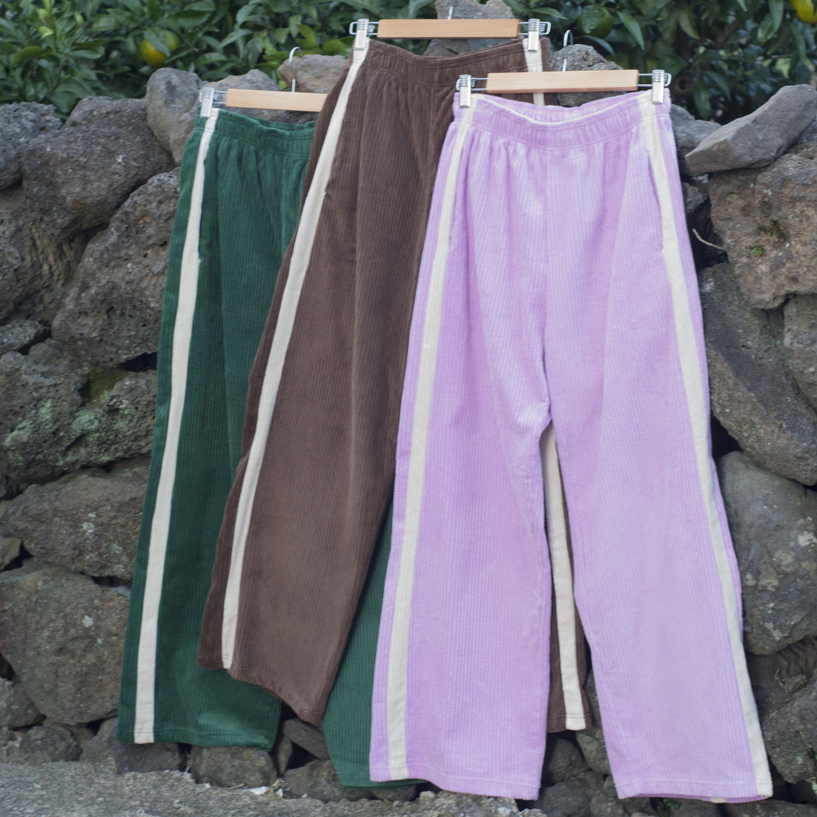 배색 두줄 밴딩 골지 와이드 팬츠 - 상세 이미지 2