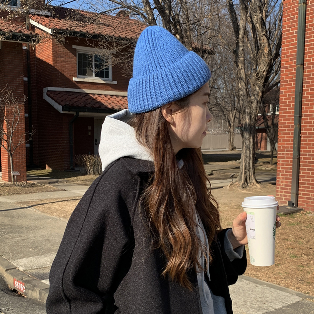 귀여운 커플 골지 니트 숏비니 겨울모자 남자 여자 비니 모자