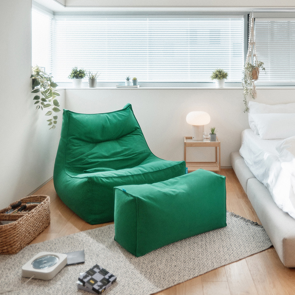 폴리몰리 빈백소파 1인용 대형 607C 코튼 좌식 쇼파, 클래식 그린 (메시속커버, 선택안함)