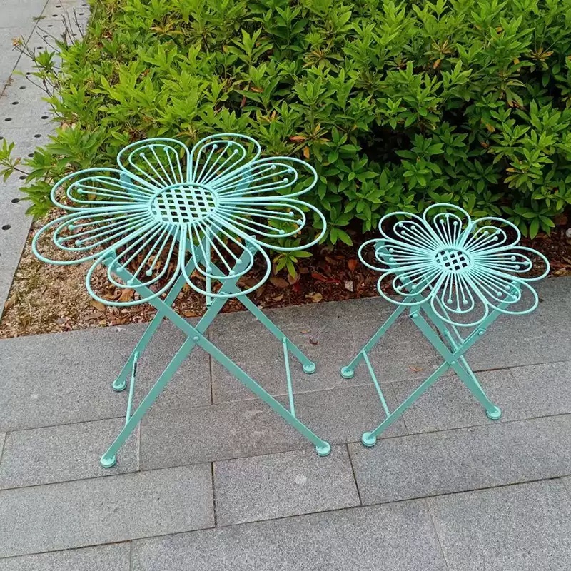 철제 화분거치대 마당 베란다 정원 레트로 선반 01.화이트 직경36높이43cm - 상세 이미지 2