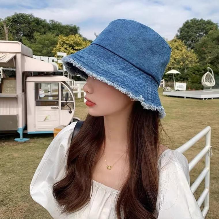 챙넓은 데님벙거지 모자 벙거지모자 워시드 - 상품 이미지