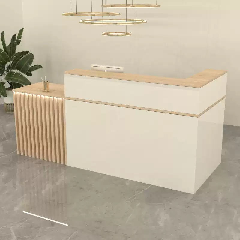인포메이션데스크 매장 프론트 카운터 01.화이트월넛 좌회전 01.120x60x100cm - 상품 이미지