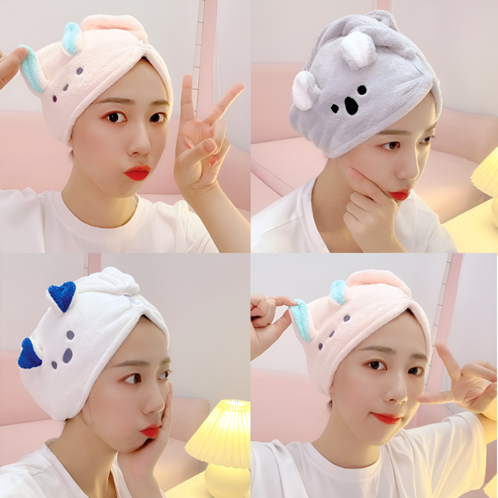 극세사 헤어 드라이타올 머리수건 양머리 타올 욕실 샤워 헤어밴드 수건 - 메인 이미지