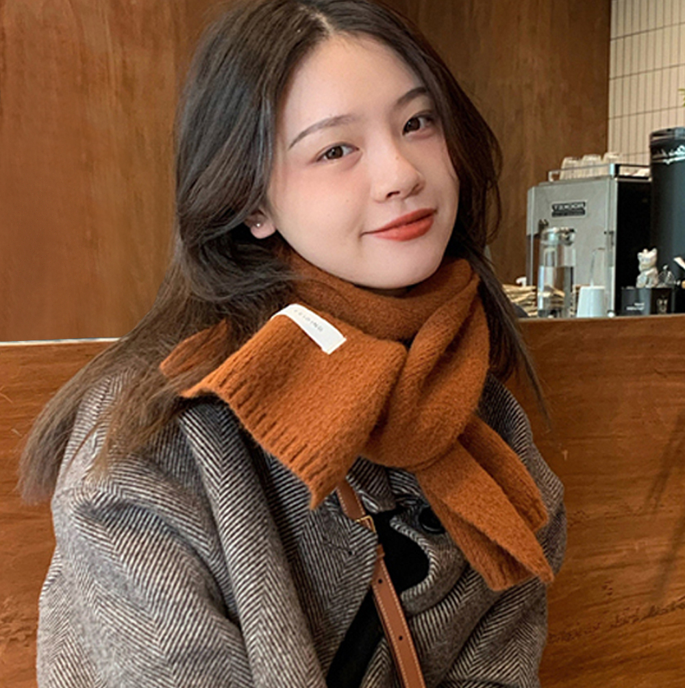 숏 쁘띠 무지 머플러 니트 목도리 남자 여자 커플 - 상세 이미지 3