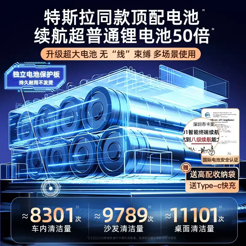 차량용 진공청소기 충전식 강력 흡입 무선청소기 에어건 휴대용 블랙 AI 상위 모델 - 상세 이미지 5