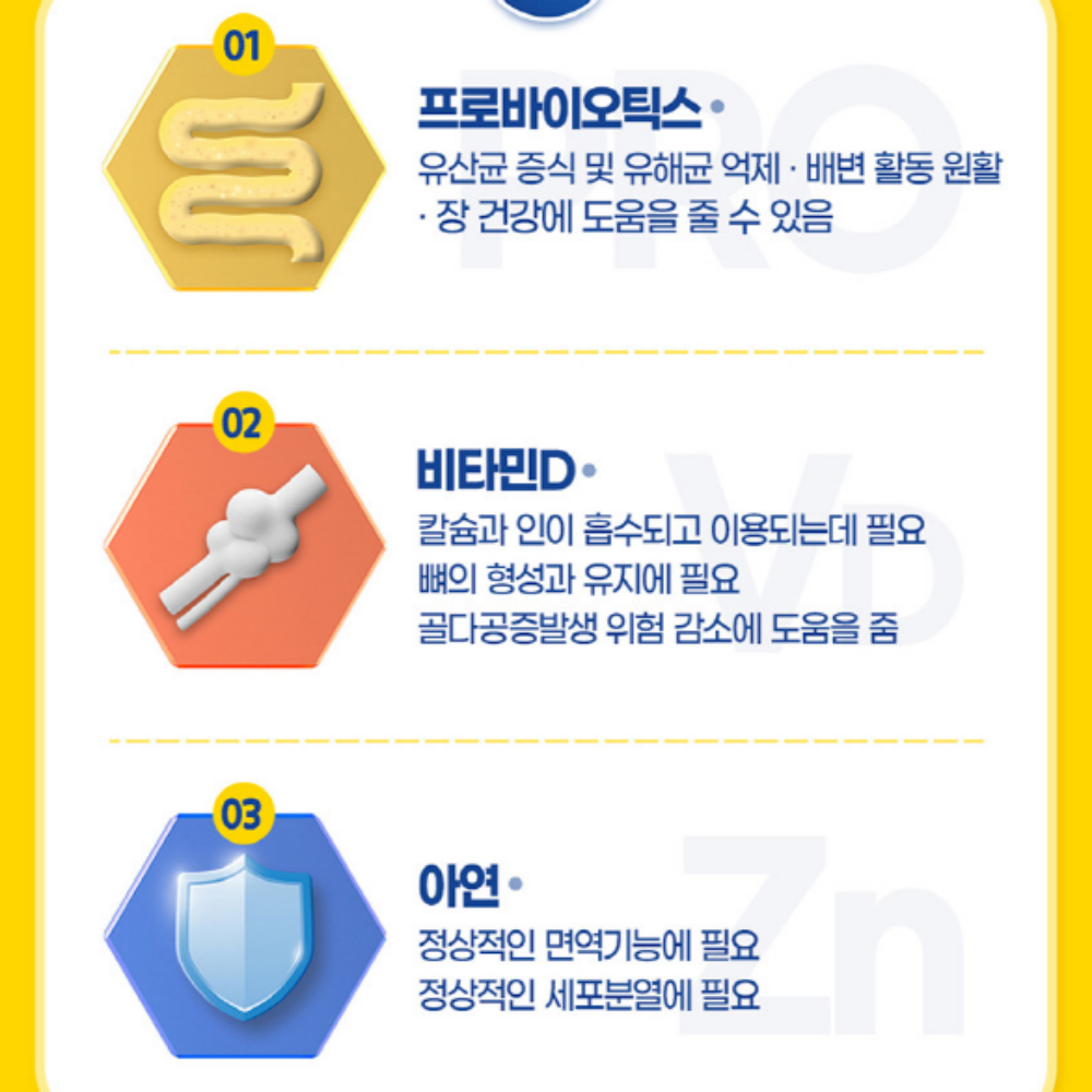 종근당 어린이 키즈 프로바이오틱스 유산균 비타민D 아연 - 상세 이미지 4