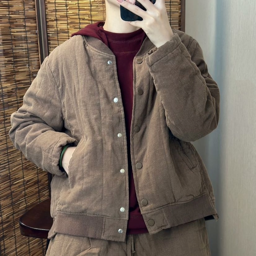 린넨점퍼 가을 겨울 누빔 퀼팅자켓 미시옷 엄마옷 9318 - 상세 이미지 4