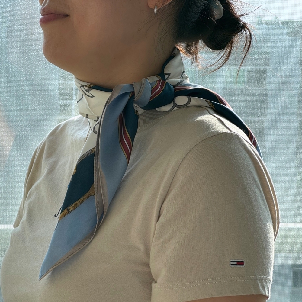 넥카프 트월리 넥보우 넥스카프 명품 성인 스카프빕 여성 목수건 주황색 사계절 실크