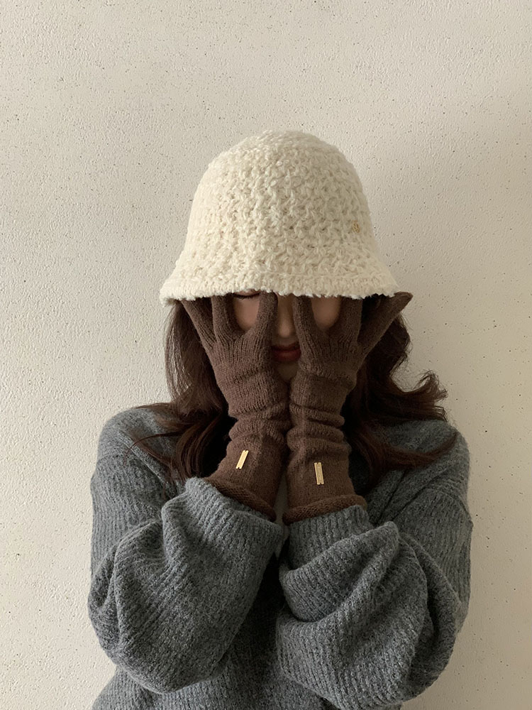 [무배] 셀프러브 알파카 부클 버킷햇 - 겨울 여성 니트 뜨개 보넷 벙거지 따뜻한 울모자 - 상세 이미지 4