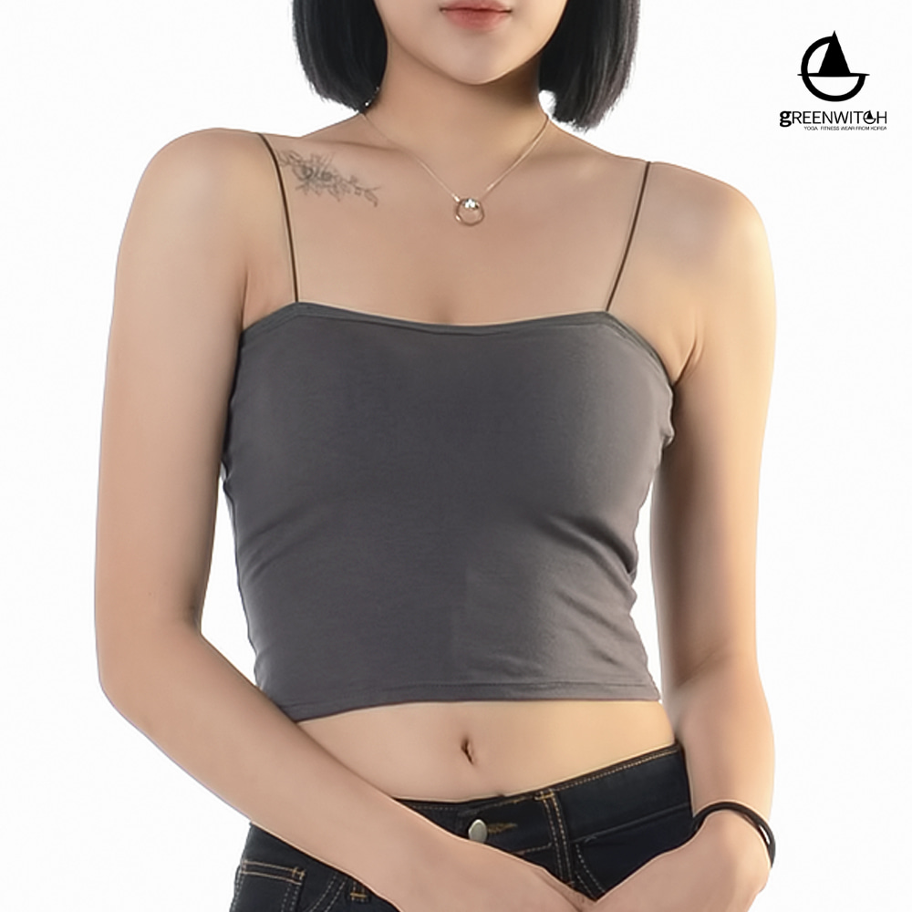 그리니치 얇은끈 크롭탑나시 브라캡 브라렛 캡나시 요가복 - 상품 이미지