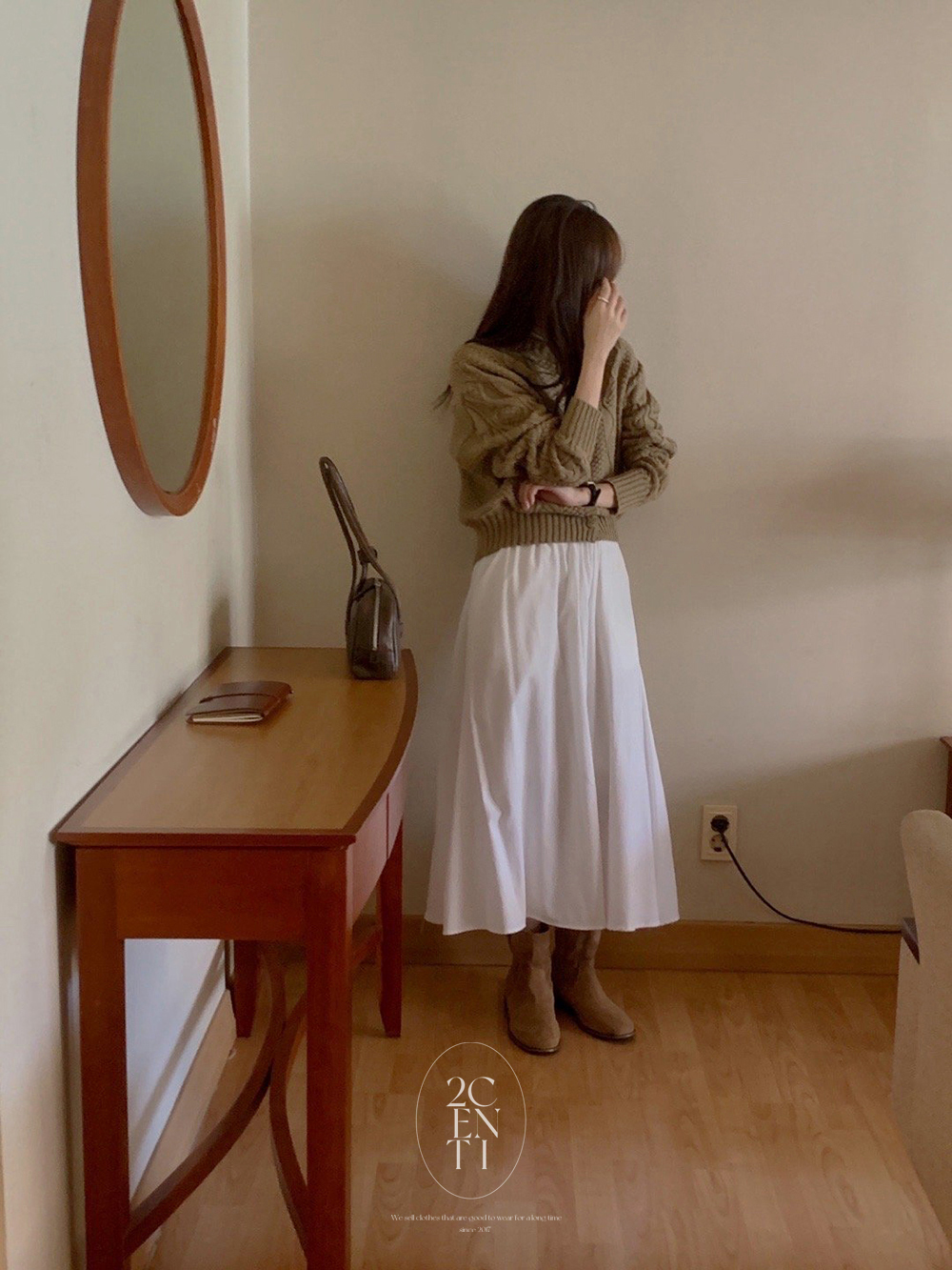 모브 피치 기모 플레어 롱스커트 (3color) 레이어드 겨울 주름 셔링 - 상세 이미지 3