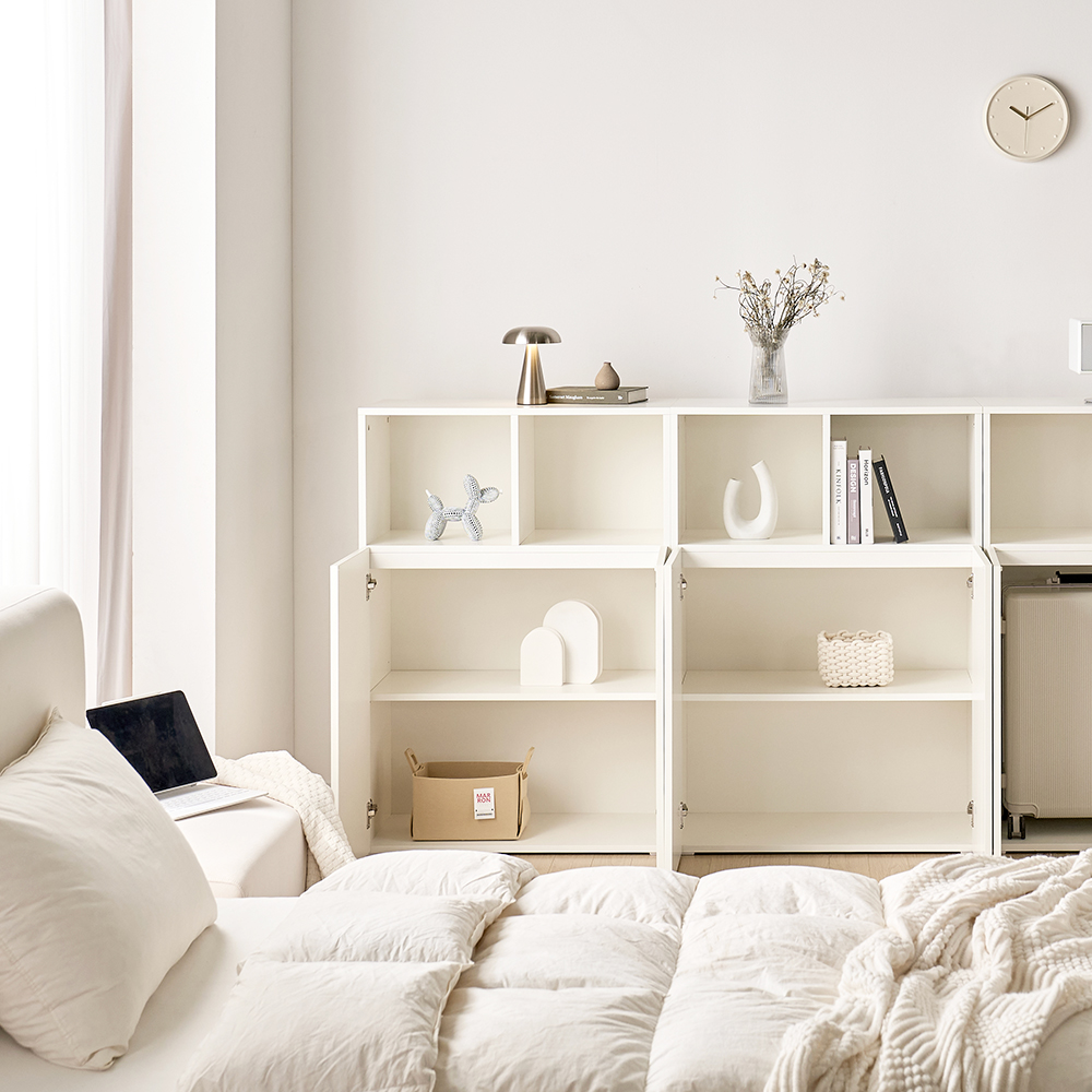 [기본형] 조아 수납장 모듈 다용도 거실 베란다 (더 높은/1단 오픈형 800), 3단, 화이트