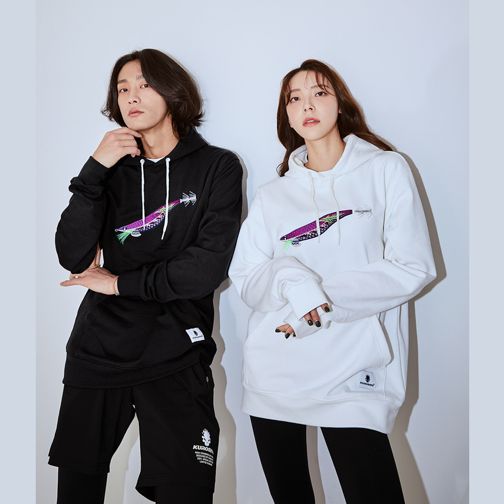 쿠로시오 보풀현상을 최소화한 퍼플퍼플후디 G블루 오프화이트 후드티 - 상세 이미지 3