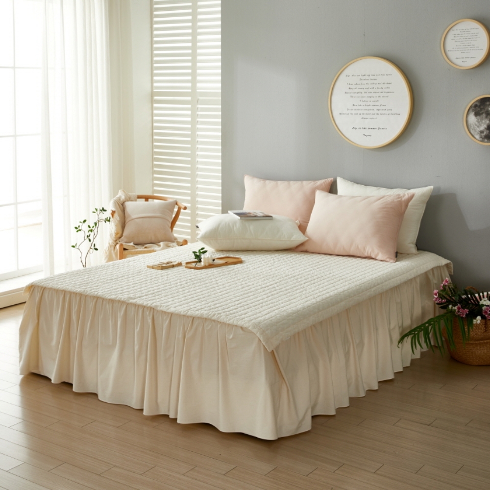 80수 순면 사계절 라지킹 매트리스 침대 양면 패드 고정밴드