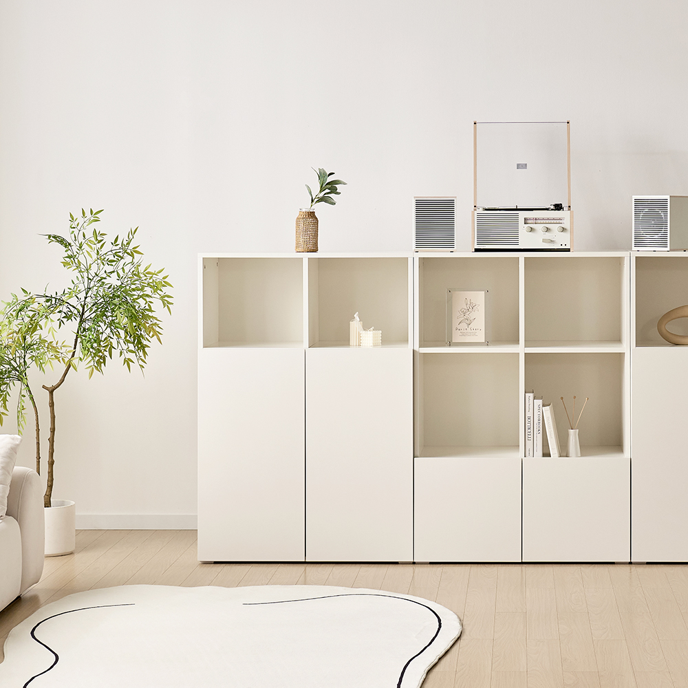 [기본형] 조아 수납장 모듈 다용도 거실 베란다 (더 높은/2단 오픈형 800), 3단, 화이트