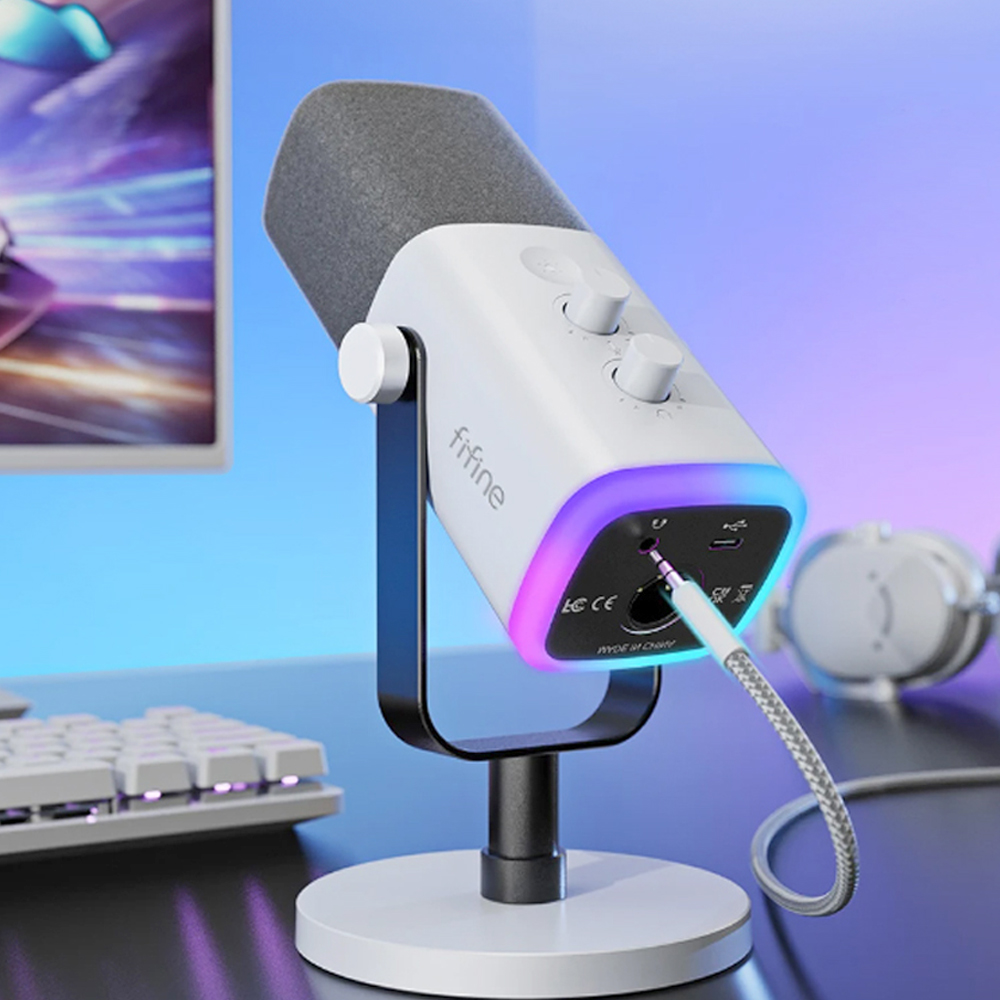 Fifine AM8 게이밍 유튜브 방송용 ASMR 마이크 화이트