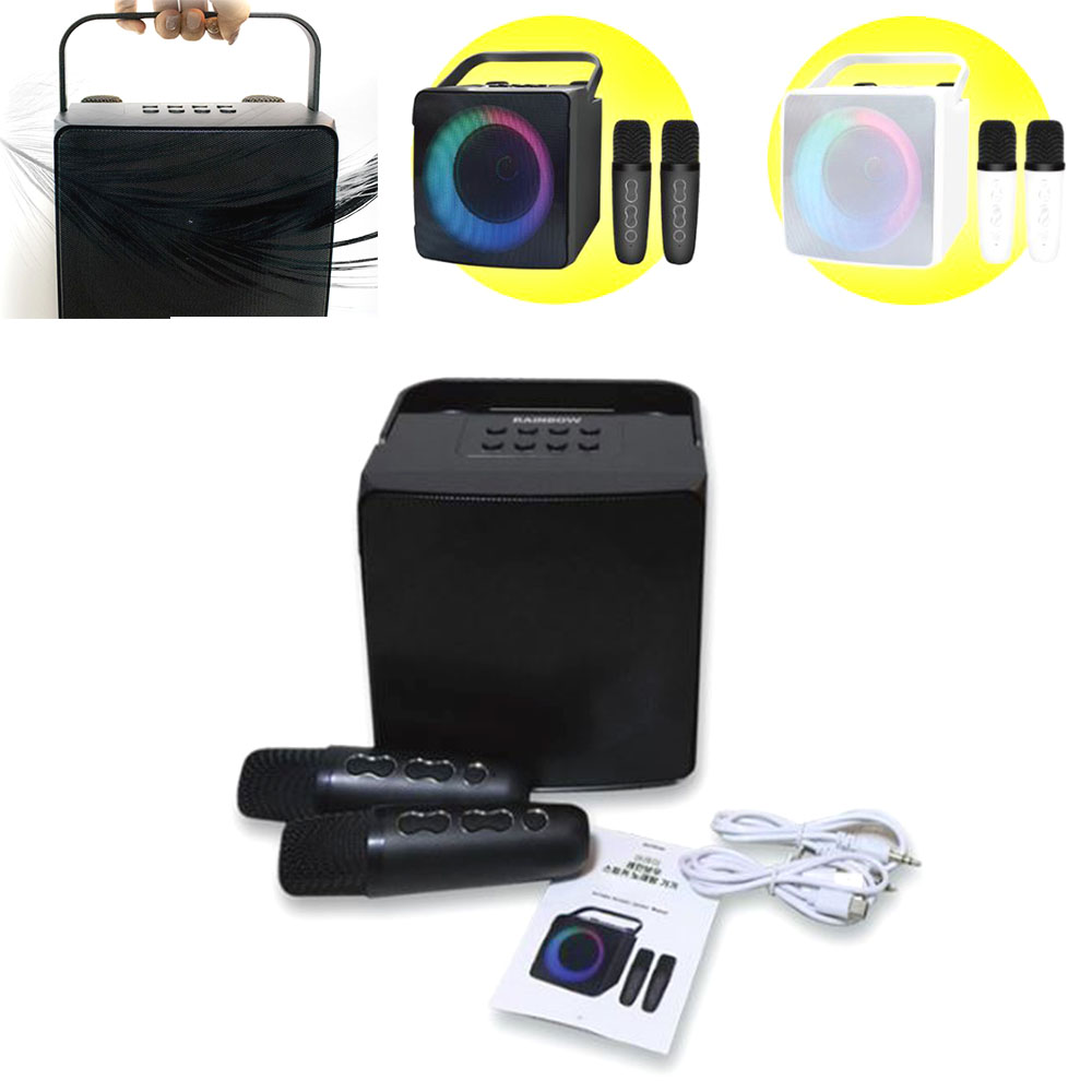블루투스 노래방 기기 다목적 휴대용 led 레인보우 듀얼 마이크
